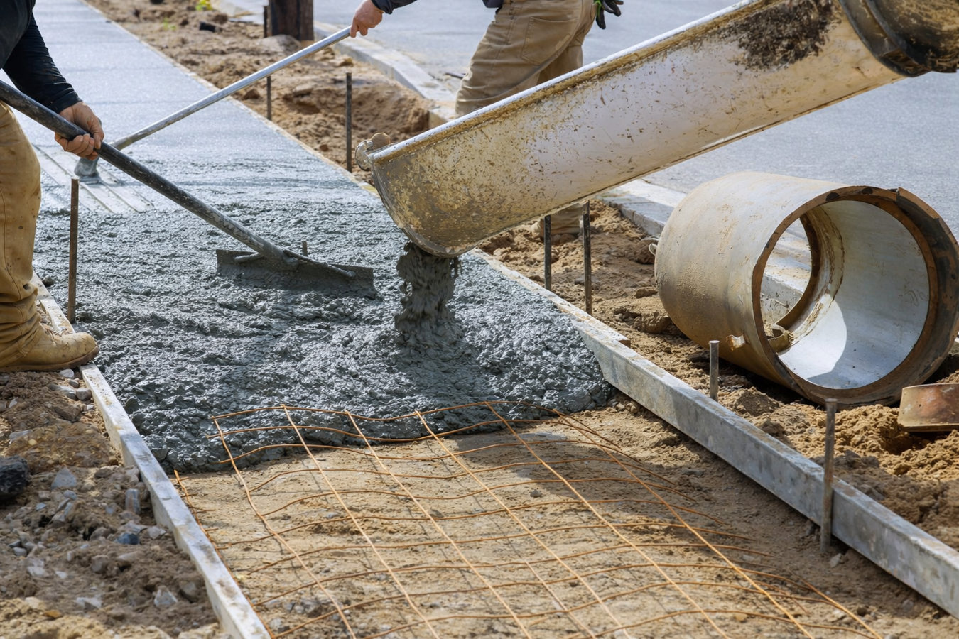 Concrete sidewalk building